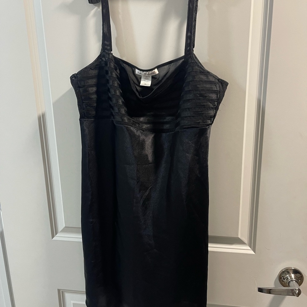 Linea Donatella Black Striped Mesh Bodice Dress